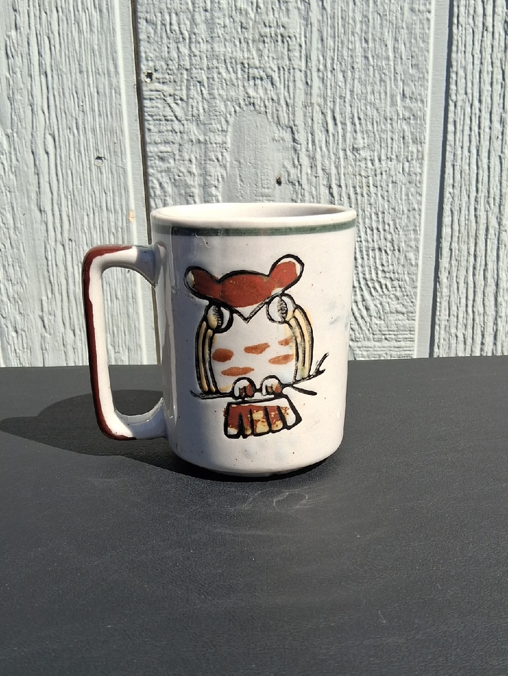 COTC KOREA Vintage Hand-Painted Ceramic Owl Mug in White and Rust